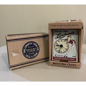 VTG RARE Liberty Sign Match Box Clocks - #40011 Roller Rink, In Box
